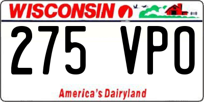 WI license plate 275VPO