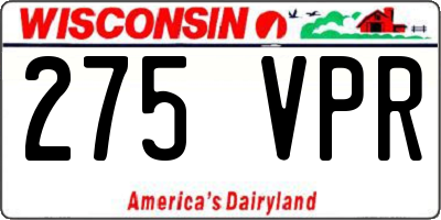 WI license plate 275VPR