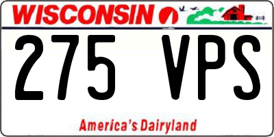 WI license plate 275VPS