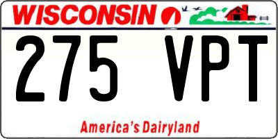 WI license plate 275VPT