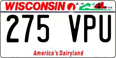 WI license plate 275VPU