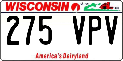 WI license plate 275VPV