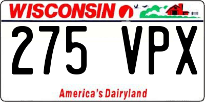 WI license plate 275VPX