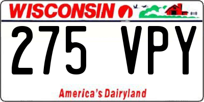 WI license plate 275VPY