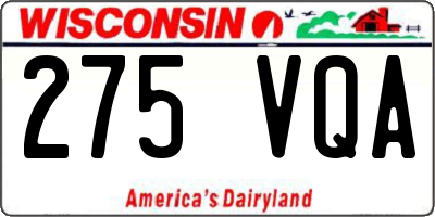 WI license plate 275VQA