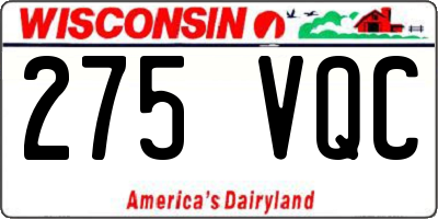 WI license plate 275VQC