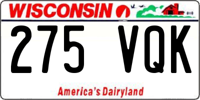 WI license plate 275VQK