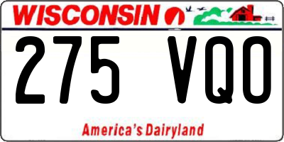 WI license plate 275VQO