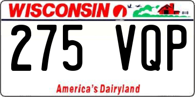 WI license plate 275VQP