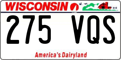 WI license plate 275VQS
