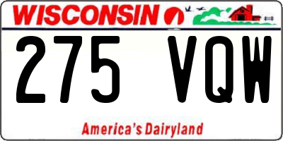WI license plate 275VQW