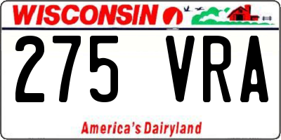 WI license plate 275VRA