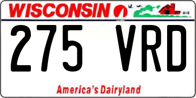 WI license plate 275VRD