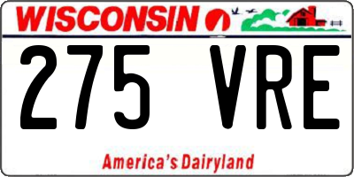 WI license plate 275VRE