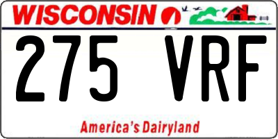 WI license plate 275VRF