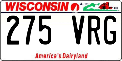 WI license plate 275VRG