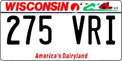 WI license plate 275VRI