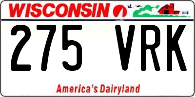 WI license plate 275VRK
