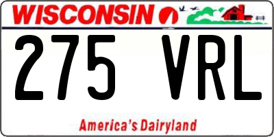 WI license plate 275VRL