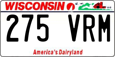 WI license plate 275VRM