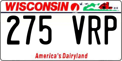 WI license plate 275VRP