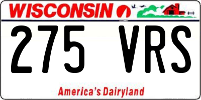 WI license plate 275VRS
