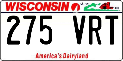 WI license plate 275VRT