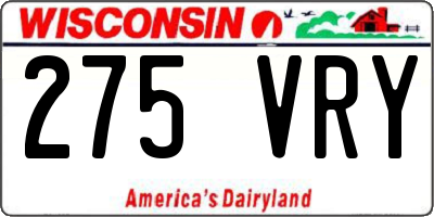 WI license plate 275VRY