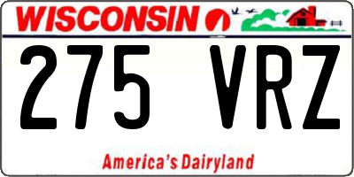 WI license plate 275VRZ