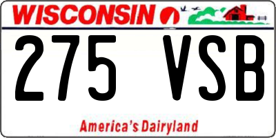 WI license plate 275VSB
