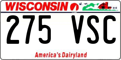 WI license plate 275VSC