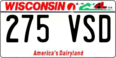 WI license plate 275VSD