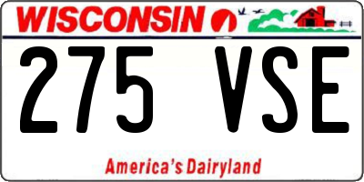 WI license plate 275VSE