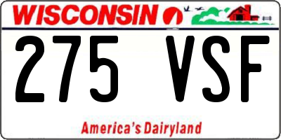 WI license plate 275VSF