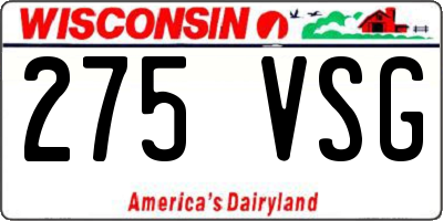 WI license plate 275VSG