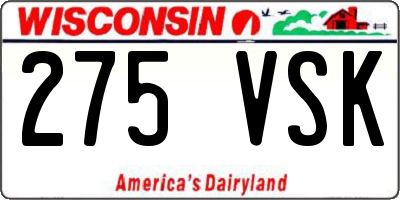 WI license plate 275VSK