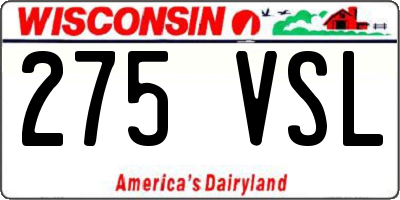 WI license plate 275VSL