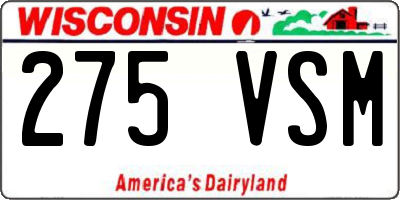 WI license plate 275VSM