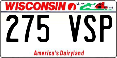WI license plate 275VSP