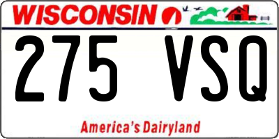 WI license plate 275VSQ