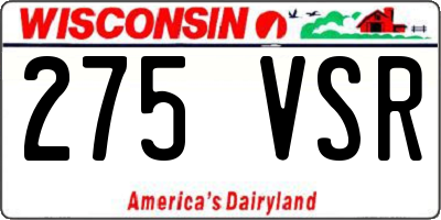 WI license plate 275VSR