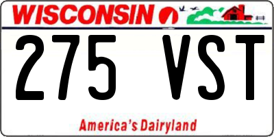 WI license plate 275VST