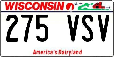 WI license plate 275VSV
