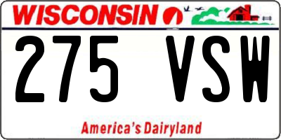 WI license plate 275VSW