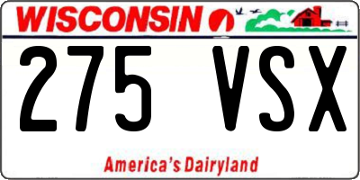 WI license plate 275VSX
