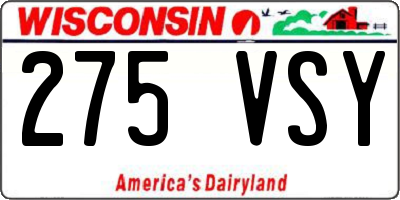 WI license plate 275VSY