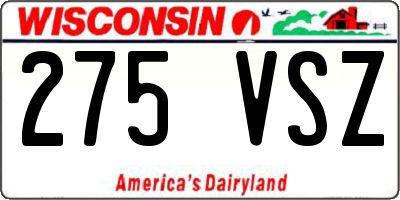 WI license plate 275VSZ