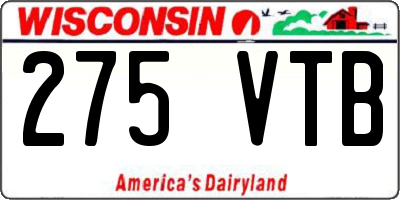 WI license plate 275VTB