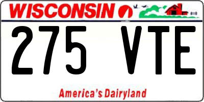 WI license plate 275VTE