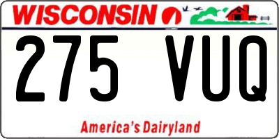 WI license plate 275VUQ